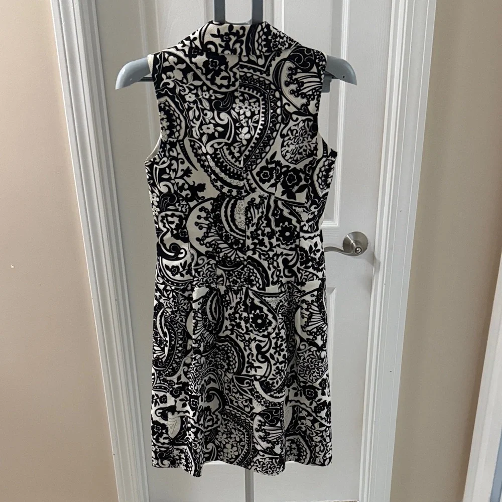 Rickie Freeman Teri Jon Black and White Paisley Dress 4 - Picture 3 of 9